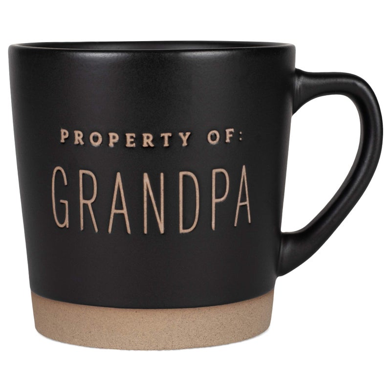 DEMDACO Property of Grandpa Matte Black with Unglazed Base 16 ounce Ceramic Stoneware Coffee Mug Cup - Image 1